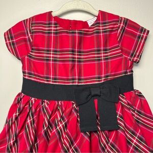Carters Baby Girl 9M Red Tartan Plaid Dress Black Bow Waistband Tulle UnderSkirt